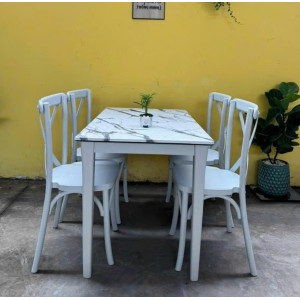 Bistro Dining Sets 02 :  Bàn Ăn 1m2 + 4 Ghế 
